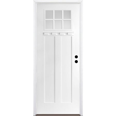 CODEL DOORS 32" x 96" Primed White Shaker Exterior Fiberglass Door 2880LHISPSFHER3066C691610BB